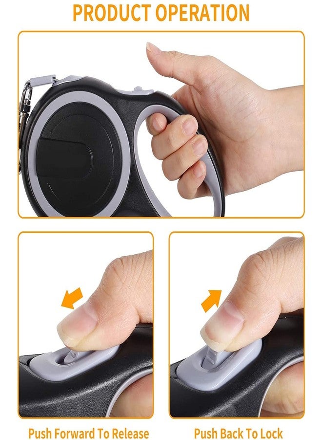 SIMESTICH Retractable Dog Leash - 16ft (5M) Tangle-Free Nylon Tape with Quick-Lock System - Heavy-Duty Leash for Small, Medium & Large Dogs Up to 110lbs Anti-Slip Handle, Black - Image 3